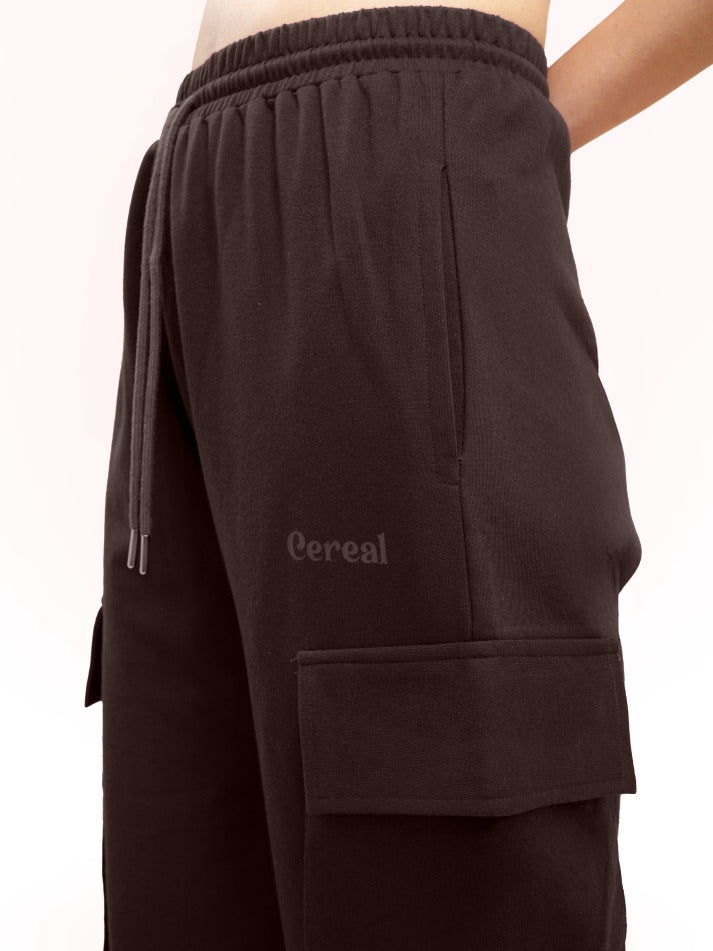 Brown Cargo Track Pants for Women