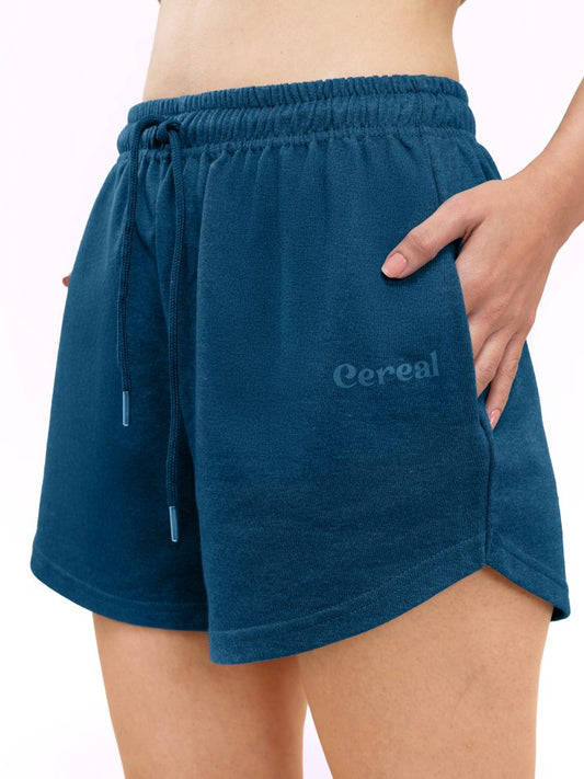 Airforce Blue Sweat Shorts For Women