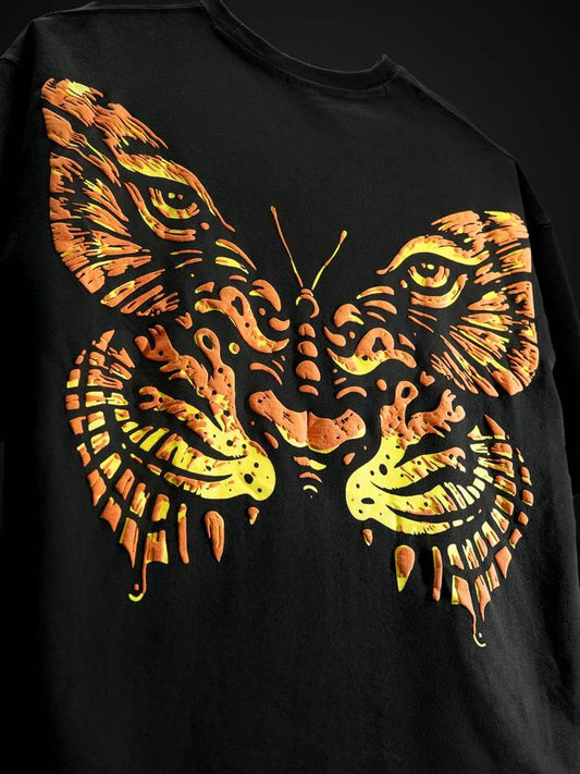 Butterfly Tiger Oversized Heavy French Cotton T-Shirt