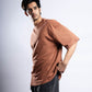Premium 250 GSM Waffle Knit Oversized T-Shirt (Brown)