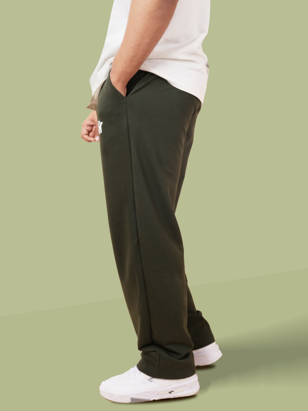 Straight Olive Green Heavy Weight Joggers