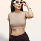 Beige 100% Cotton Crop Top