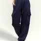 Navy Milange Cargo Track Pants
