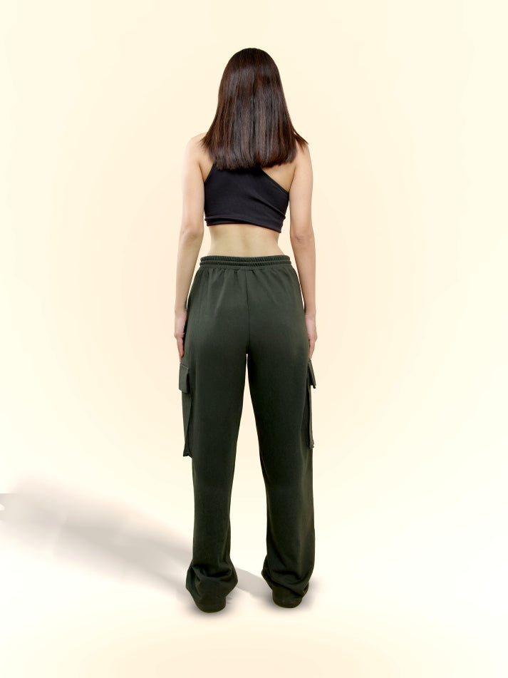Olive Green Cargo Track Pants