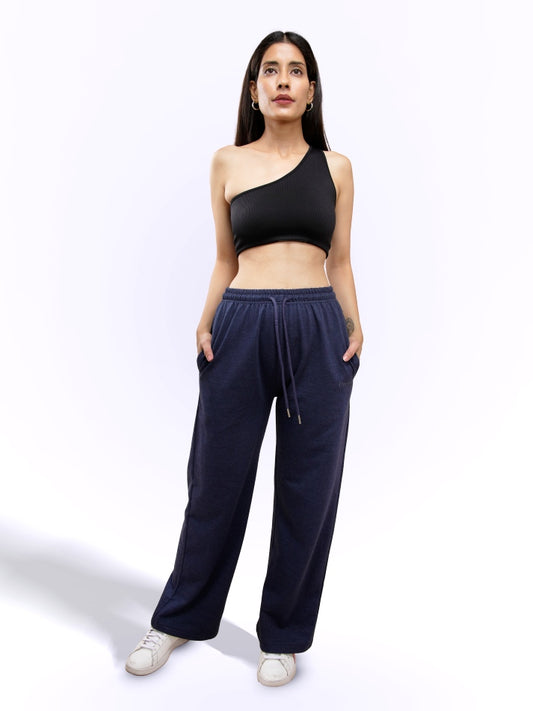 Navy Milange A-Line Bomber Pants