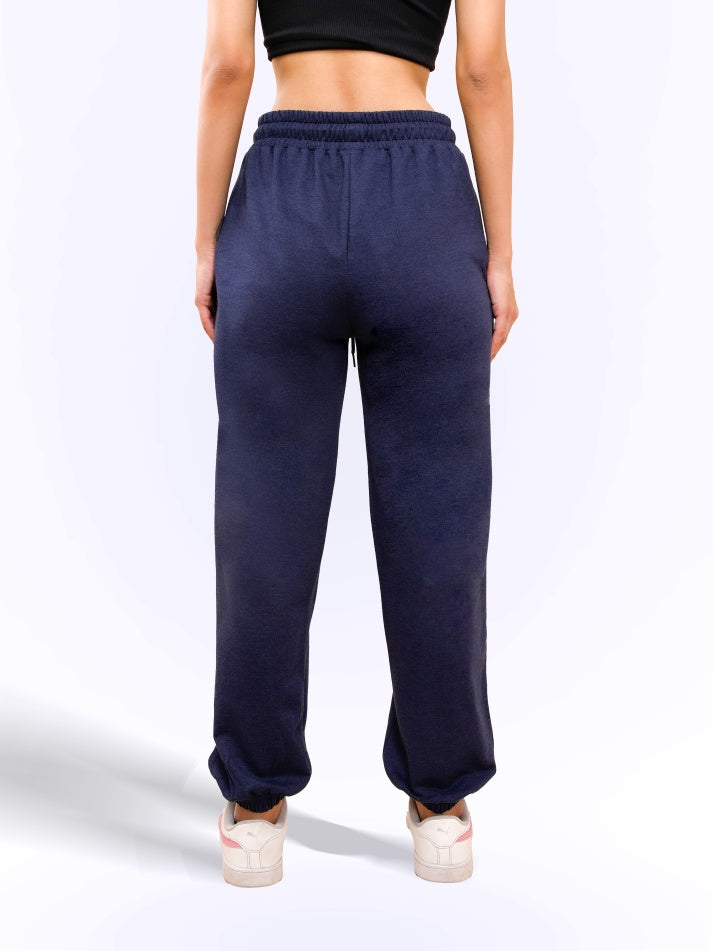 Navy Milange Gathered Joggers