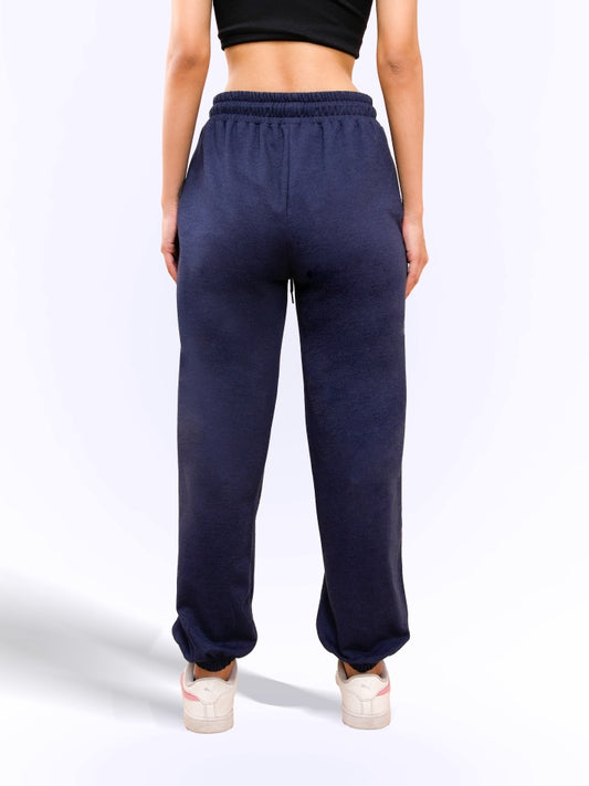 Navy Milange Gathered Joggers