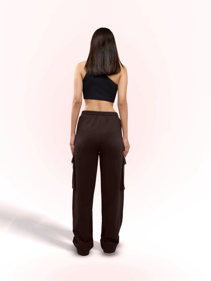 Brown Cargo Track Pants for Women