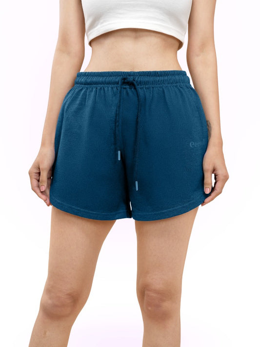 Airforce Blue Sweat Shorts For Women