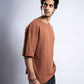 Premium 250 GSM Waffle Knit Oversized T-Shirt (Brown)