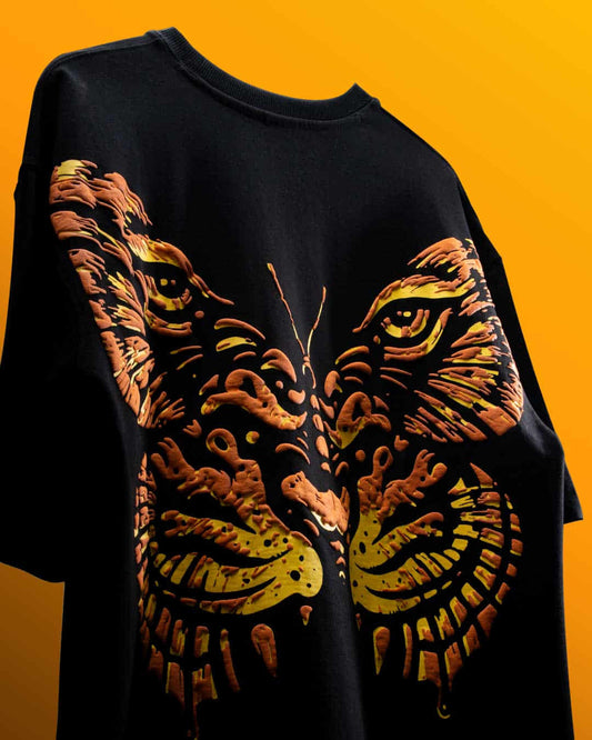 Butterfly Tiger Oversized Heavy French Cotton T-Shirt