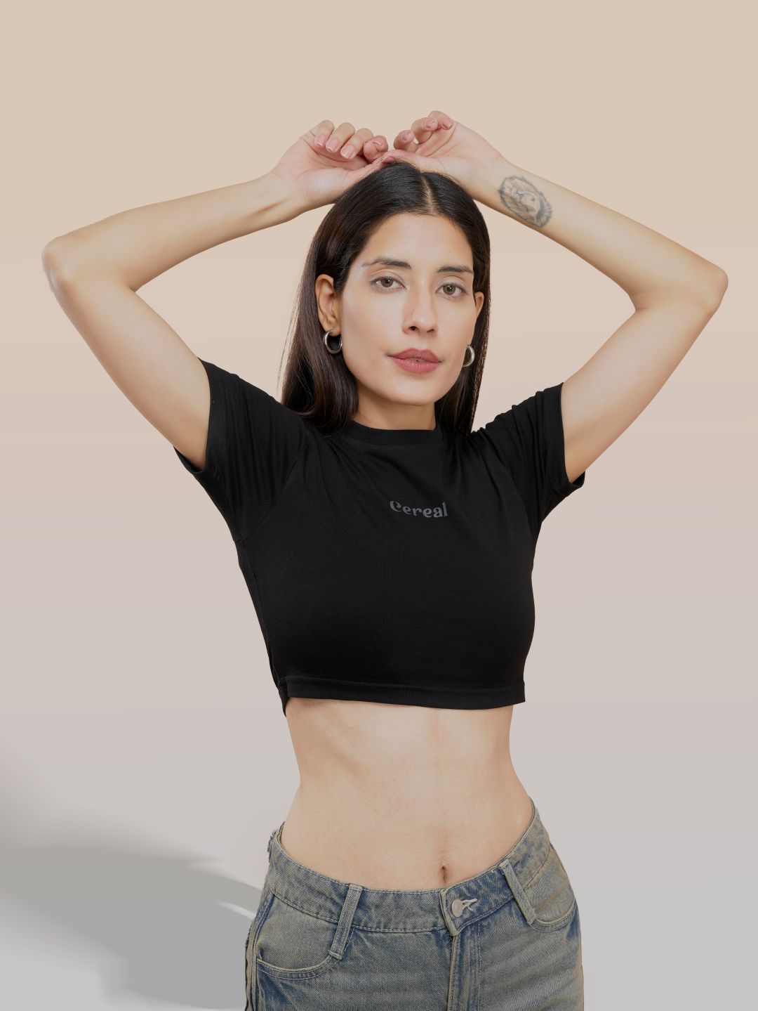 Black 100% Cotton Crop Top