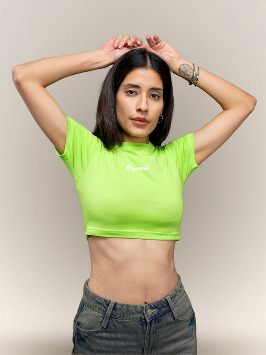 Neon Green 100% Cotton Crop Top