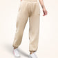 Beige Gathered Joggers for Women