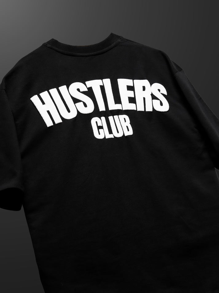 Hustlers Club Oversized Heavy French Cotton T-Shirt (Black and White)