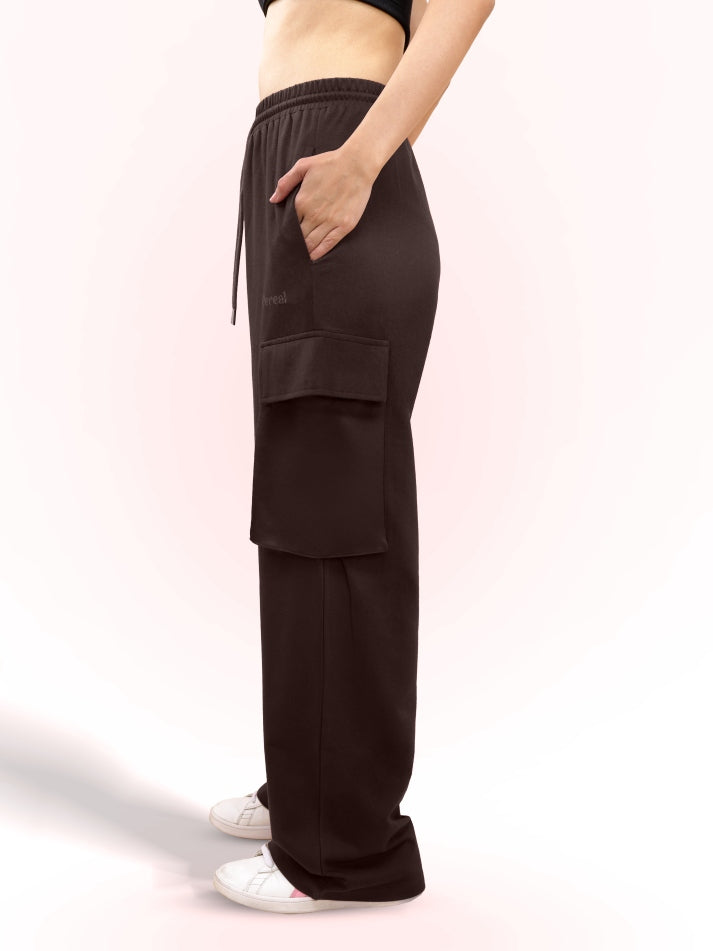 Brown Cargo Track Pants for Women