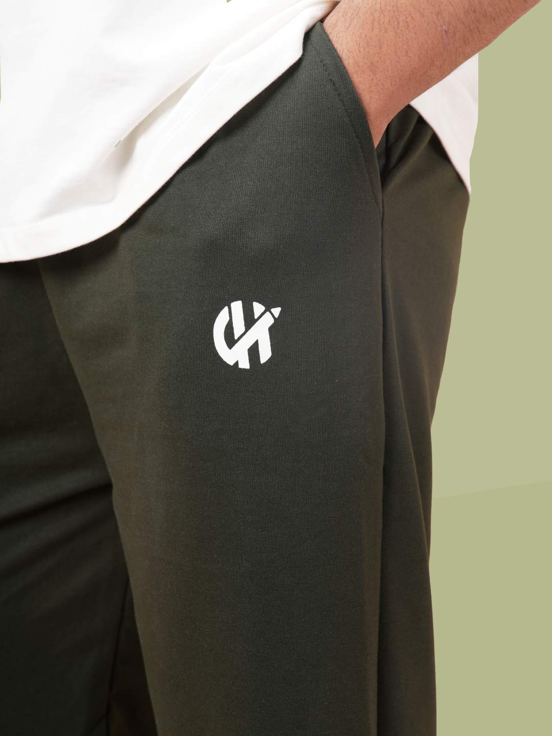 Straight Olive Green Heavy Weight Joggers