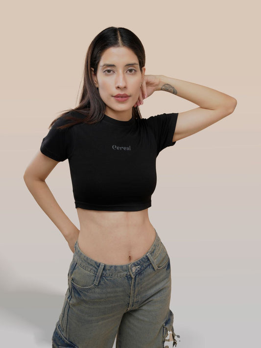 Black 100% Cotton Crop Top