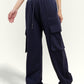Navy Milange Cargo Track Pants