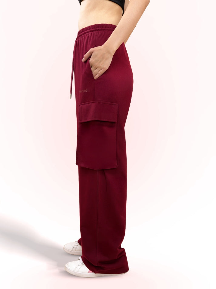 Cherry Red Cargo Track Pants