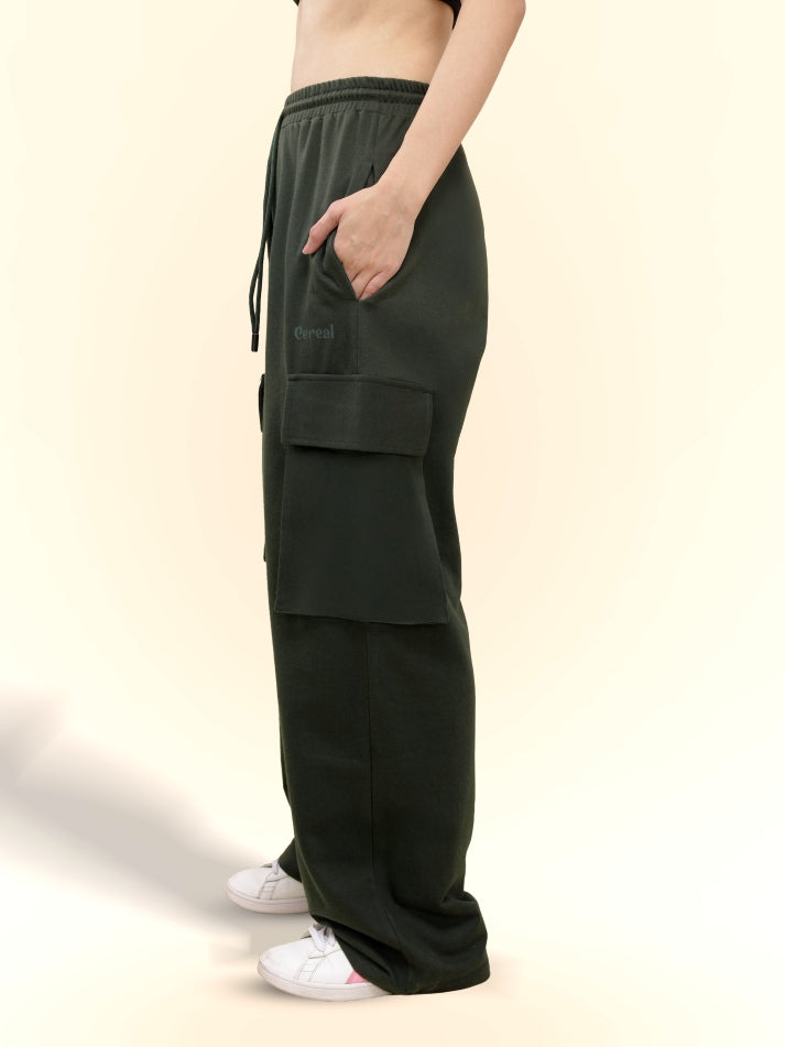 Olive Green Cargo Track Pants
