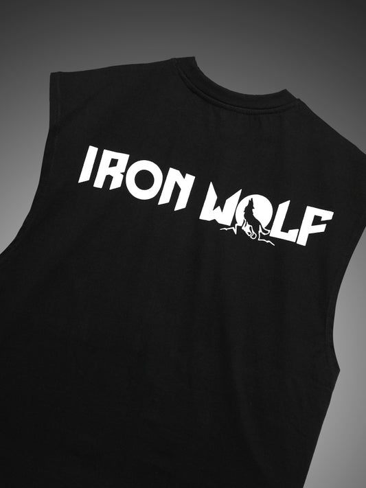 Black Oversized Iron Wolf Tank Tee