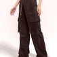 Brown Cargo Track Pants for Women