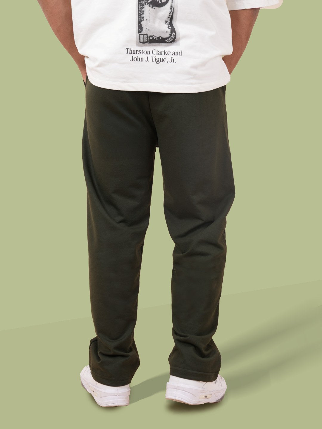 Straight Olive Green Heavy Weight Joggers