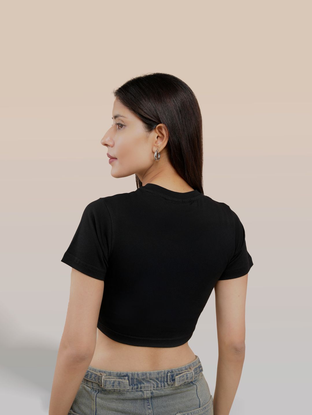 Black 100% Cotton Crop Top