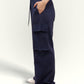 Navy Milange Cargo Track Pants