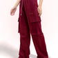 Cherry Red Cargo Track Pants