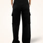 Black Cargo Track Pants for Women
