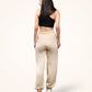 Beige Gathered Joggers for Women