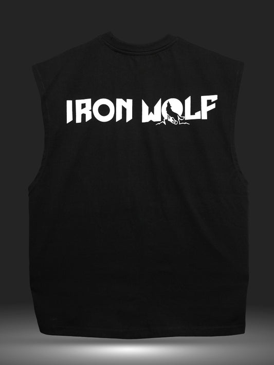 Black Oversized Iron Wolf Tank Tee