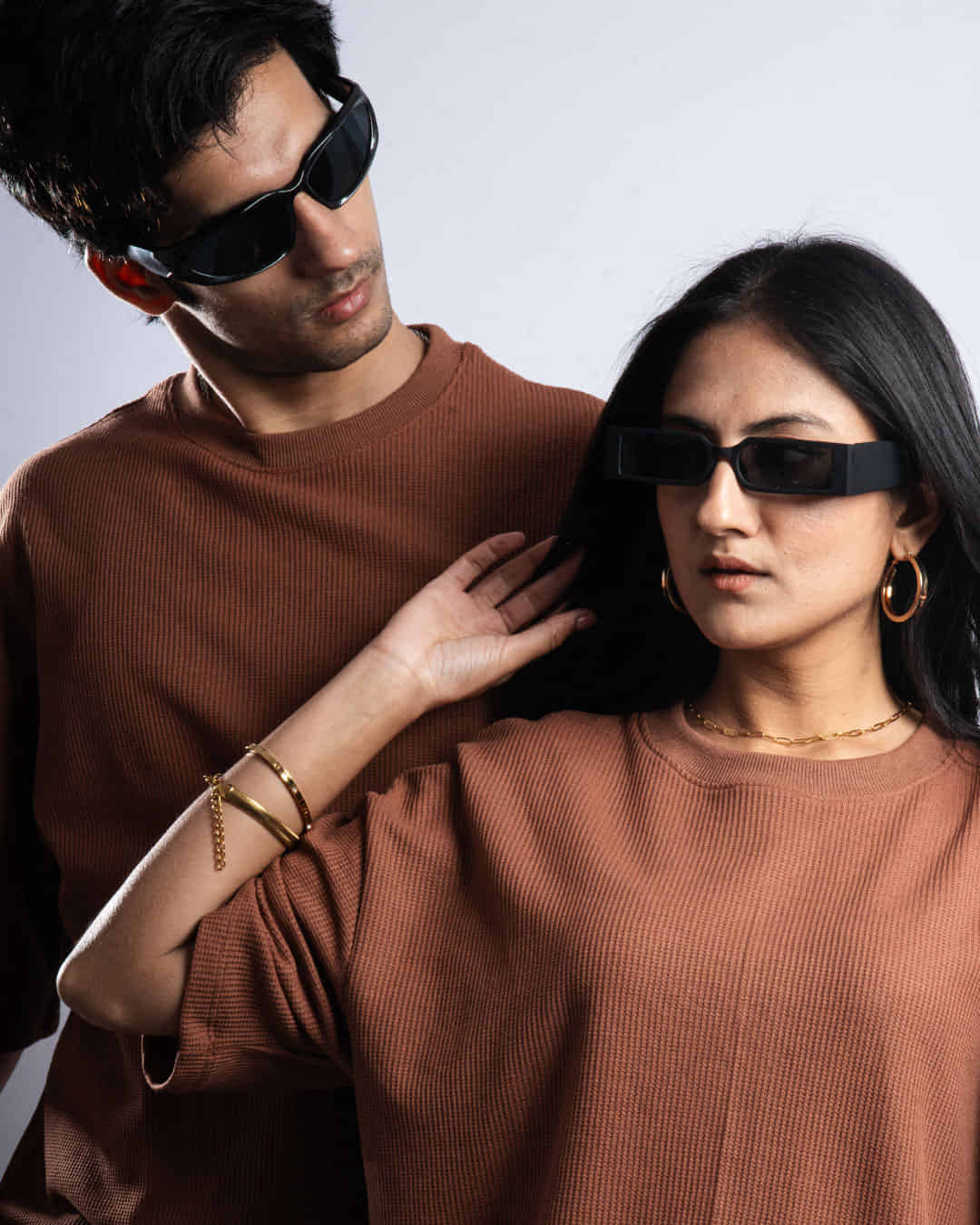 Premium 250 GSM Waffle Knit Oversized T-Shirt (Brown)