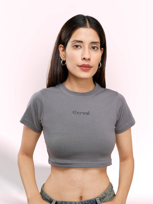 Grey 100% Cotton Crop Top