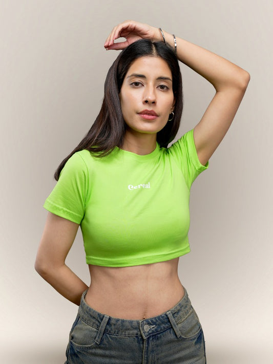 Neon Green 100% Cotton Crop Top