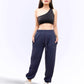 Navy Milange Gathered Joggers