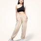 Beige Gathered Joggers for Women