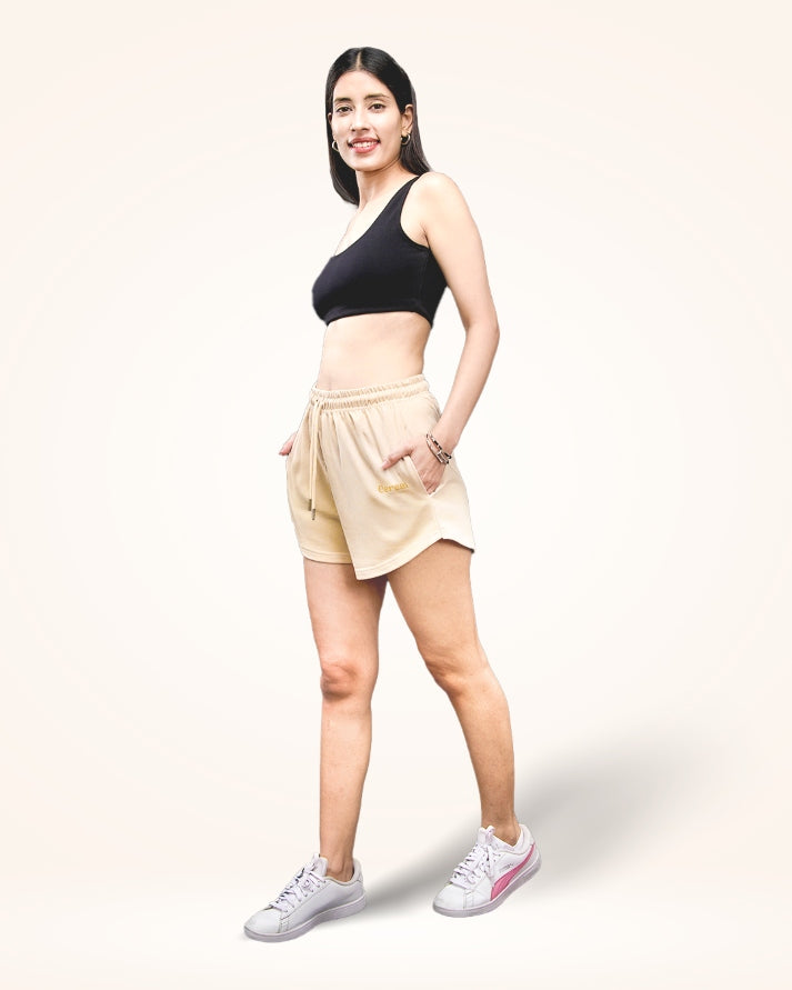 Beige Sweat Shorts For Women
