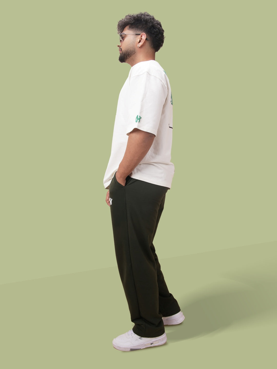 Straight Olive Green Heavy Weight Joggers