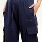 Navy Milange Cargo Track Pants