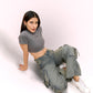 Grey 100% Cotton Crop Top