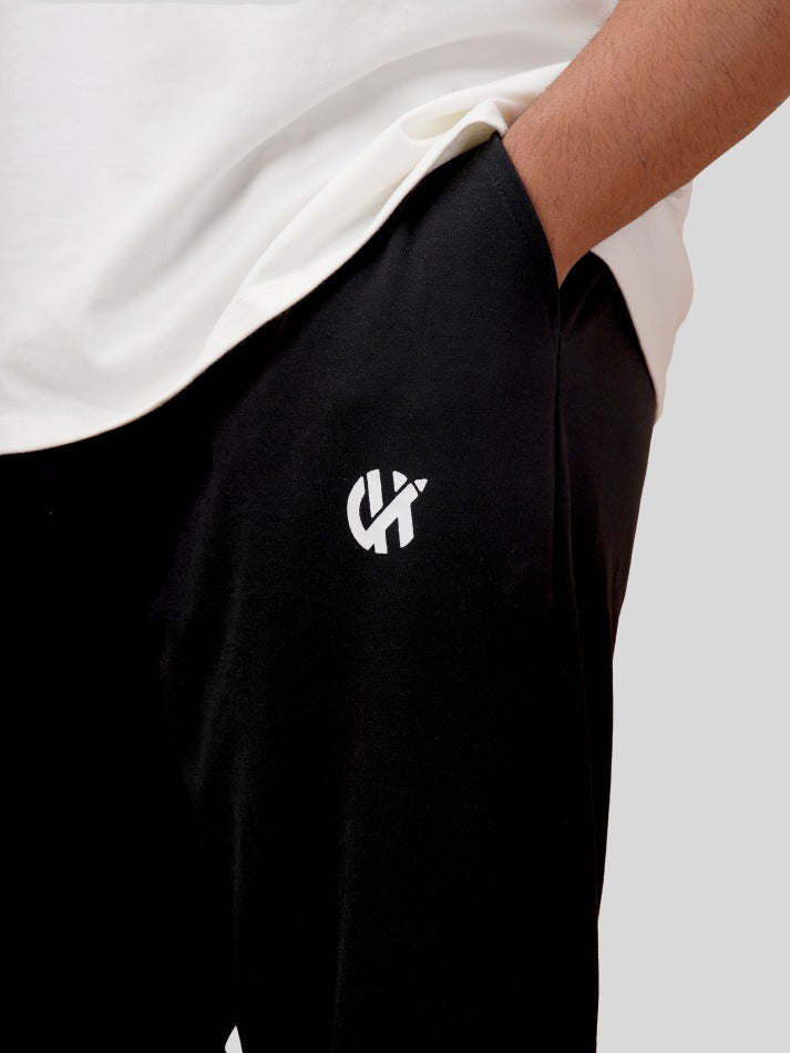 Straight Black Heavy Weight Joggers
