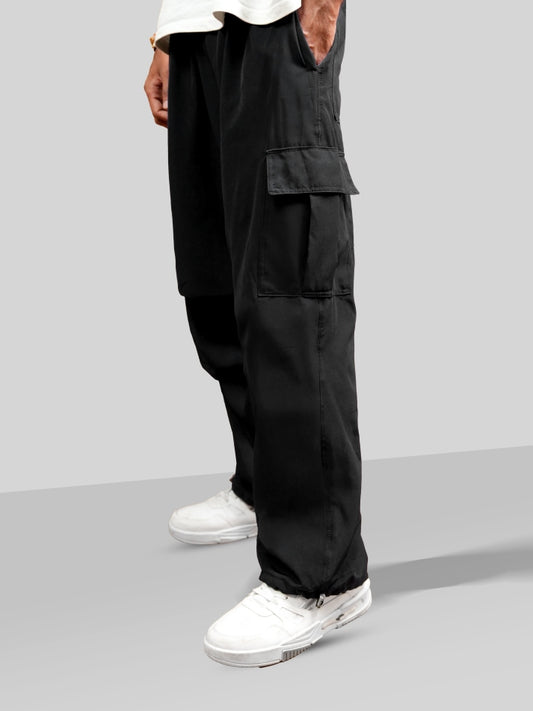 VIRAL Black Parachute Pants Loose Fit