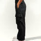 VIRAL Black Parachute Pants Loose Fit For Women