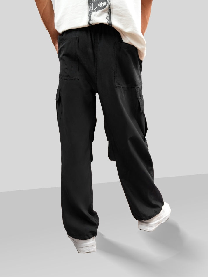 VIRAL Black Parachute Pants Loose Fit