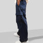 VIRAL Navy Blue Parachute Pants Loose Fit