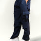 VIRAL Navy Blue Parachute Pants Loose Fit For Women