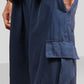 VIRAL Navy Blue Parachute Pants Loose Fit